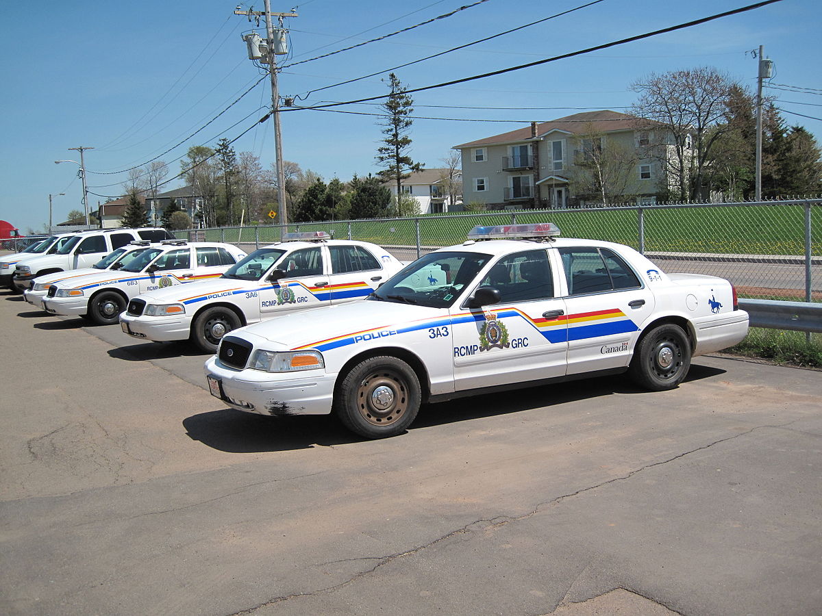 RCMP vehicles lined up.