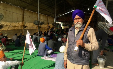 Baldev Singh at Singhu protest site. Photo: Vandana K