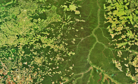 Satellite image of the Xingu River in the Para province in northern Brazil. The PVG project is proposed for the Volta Grande region of the river.